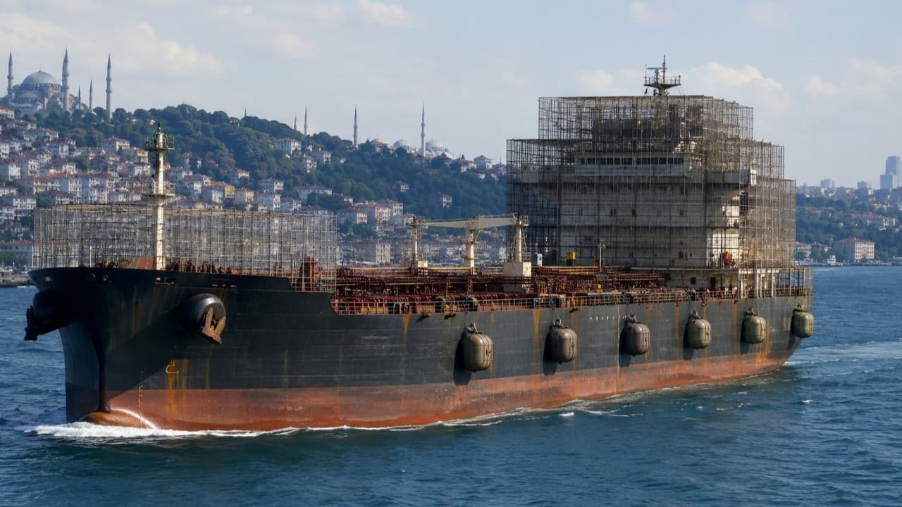 Rus tankerleri Boğaz'dan geçerken savunma önlemleri alıyor