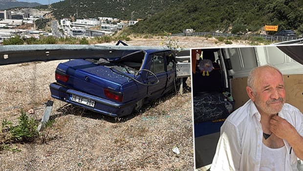 Bodrum'da bariyere çarpan otomobil hurdaya döndü, sürücü yaralı kurtuldu
