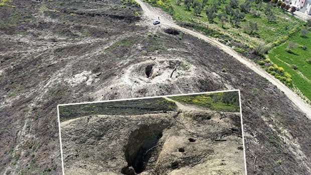 Orman yangınından sonra defineciler tünel açtı
