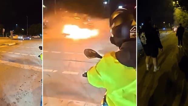Maltepe'de otomobiller çarpıştı, bir araç alev aldı