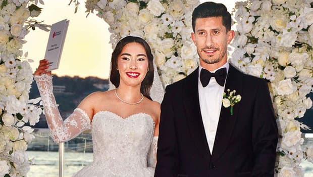 Futbolcu Burak Öksüz ve Cansu Karadoğan evlendi