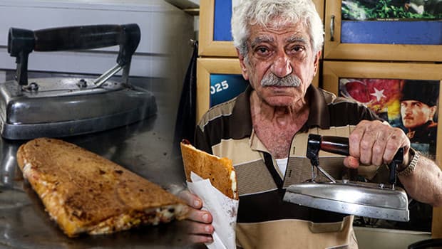Adana'da 76 yaşındaki adam 50 yıldır aynı ütüyle tost yapıyor