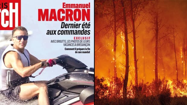 Fransa'da orman yangınları sürerken Macron'un jet ski tatili eleştirildi