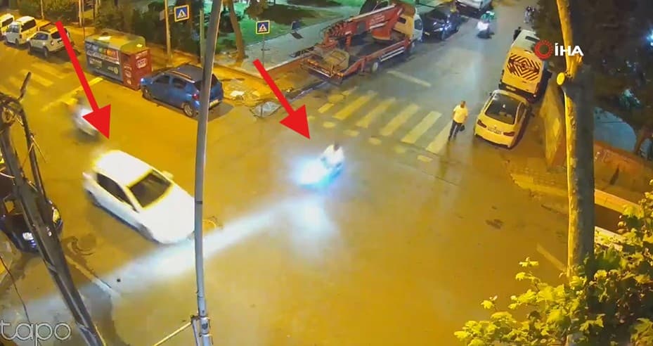 Bahçelievler'de motosiklet kazası ucuz atlatıldı