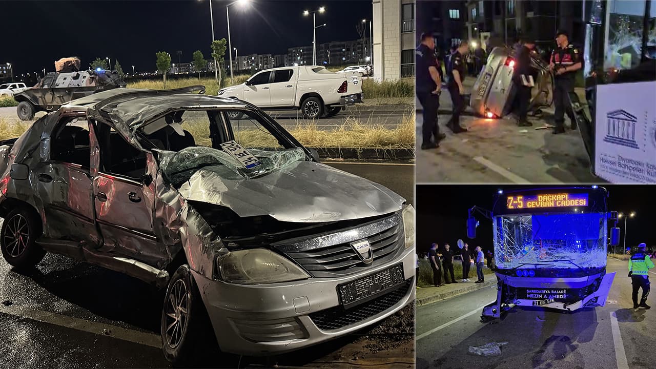 Diyarbakır'da otobüs ve otomobil çarpıştı, 2 ölü 5 yaralı