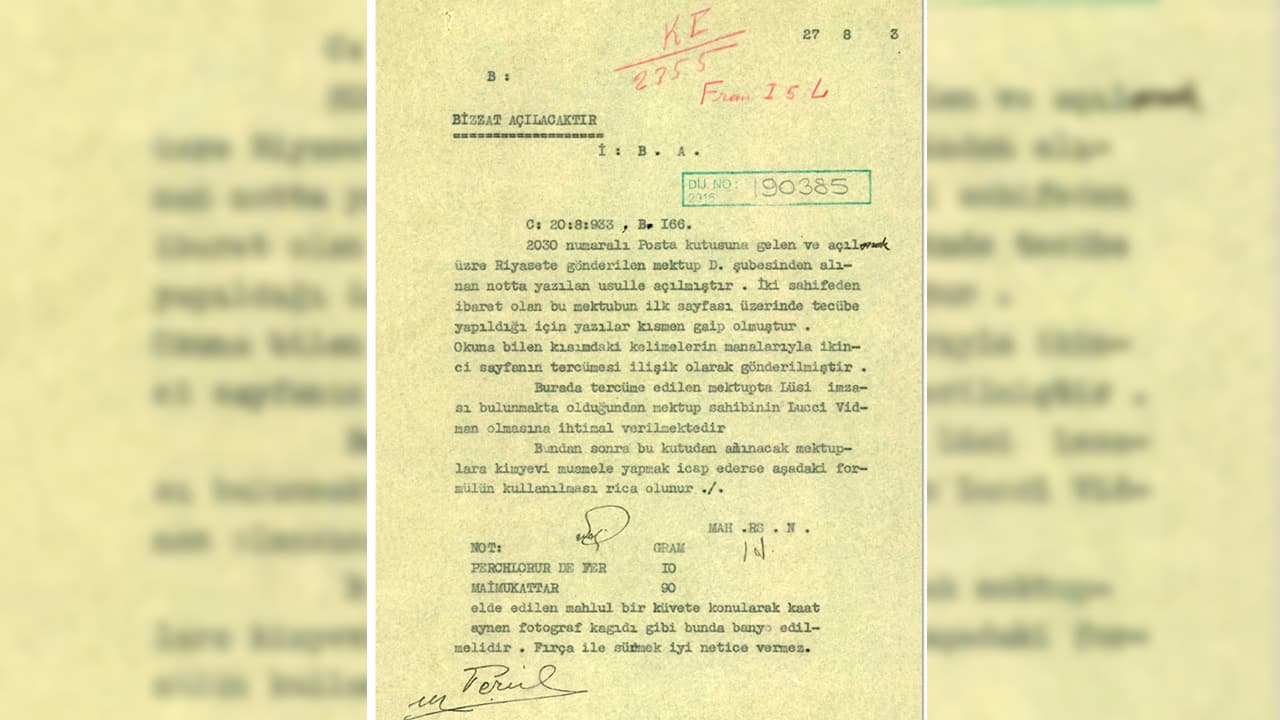 MİT, 1933 tarihli istihbarat belgesini yayımladı