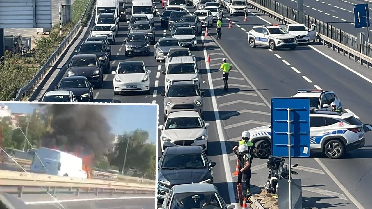 İstanbul sahil yolunda araç yangını, Avrasya Tüneli trafiğe kapandı
