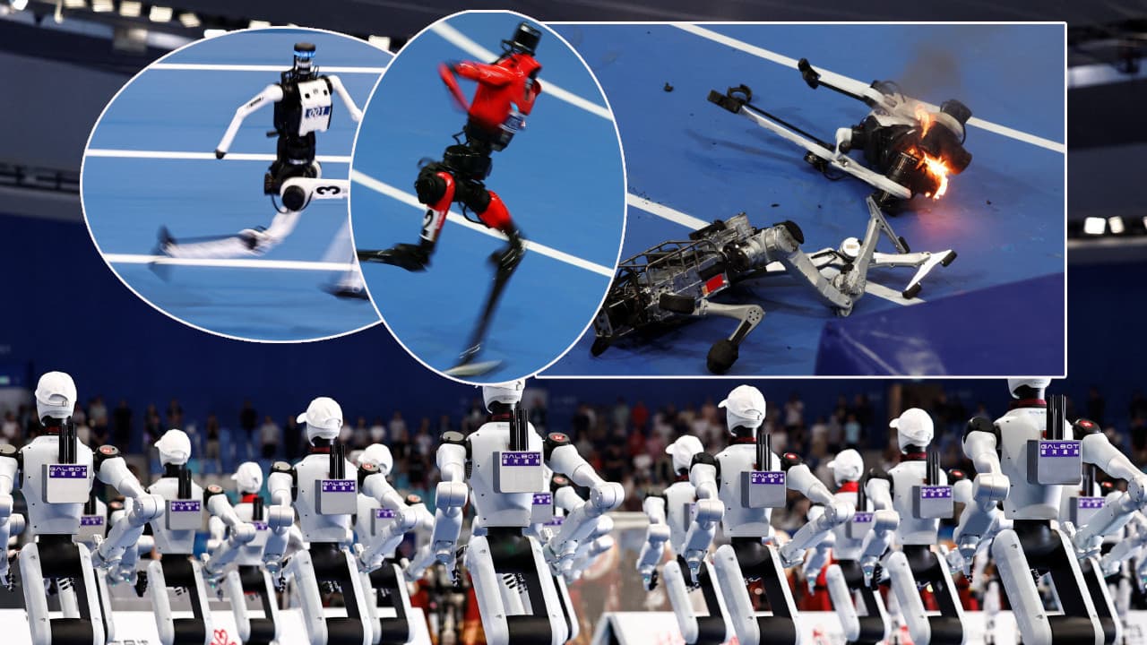 Robotlar Bolt'un rekorunu kırdı, pistten sedyeyle taşındı
