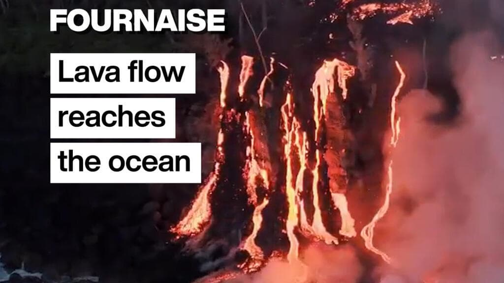 Lava flows reach Indian Ocean on France's Réunion Island
