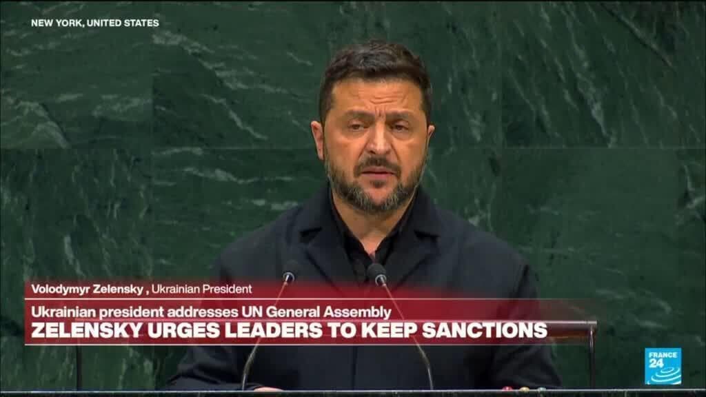 Ukrainian President Zelensky Addresses UN General Assembly on Russia