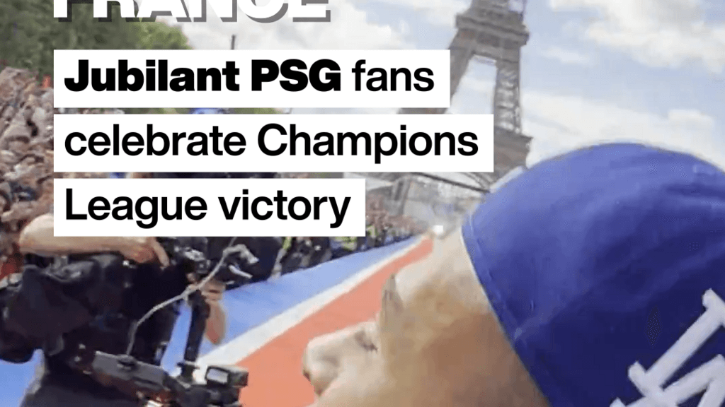 PSG Fans Celebrate Champions League Title Near the Eiffel Tower