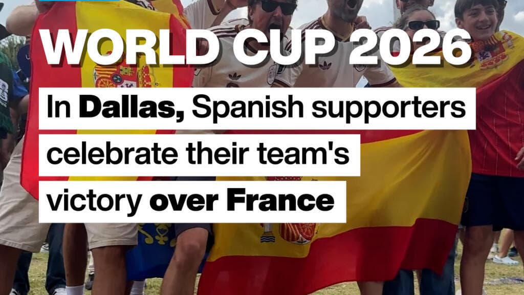Spanish Fans Celebrate Team's Victory Over France in Dallas During World Cup 2026