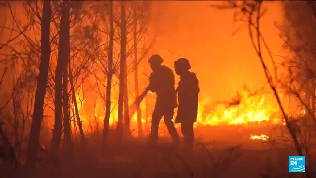 French Firefighters and Local Residents Fight Blaze Overnight