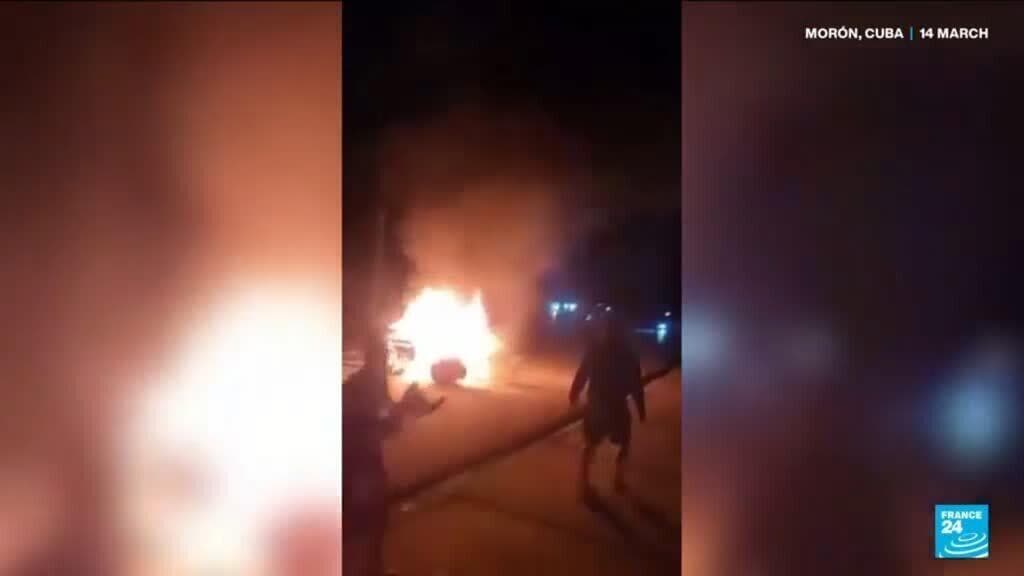 Cubans take to the streets and attack Communist Party office in rare riot over blackouts