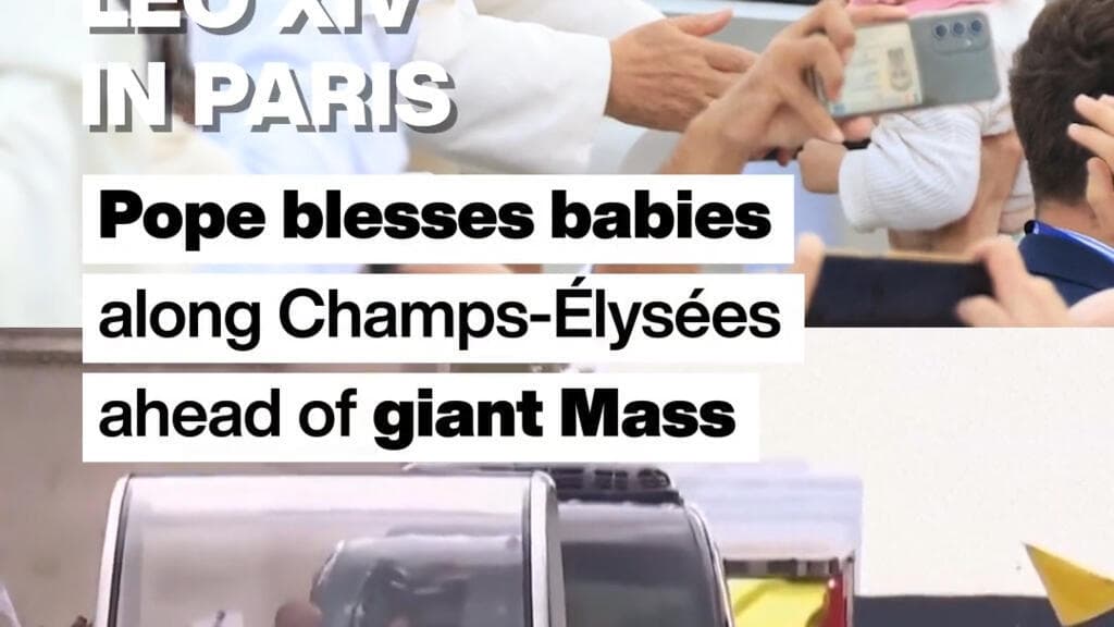 Pope Leo XIV Blesses Babies During Paris Mass Procession