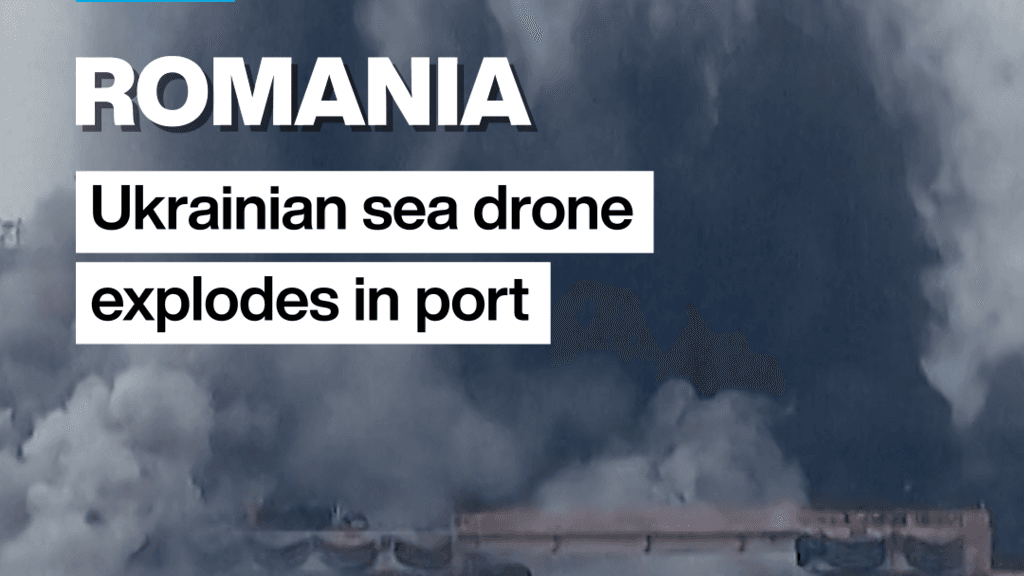 Ukrainian drone explodes in Romanian sea port