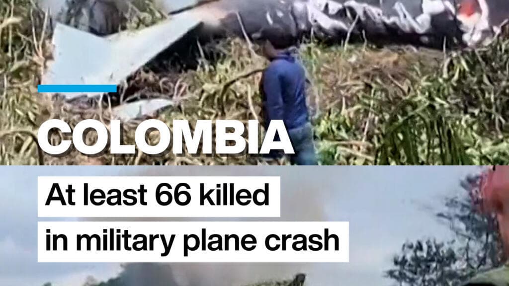 At least 66 killed in military plane crash in Colombia