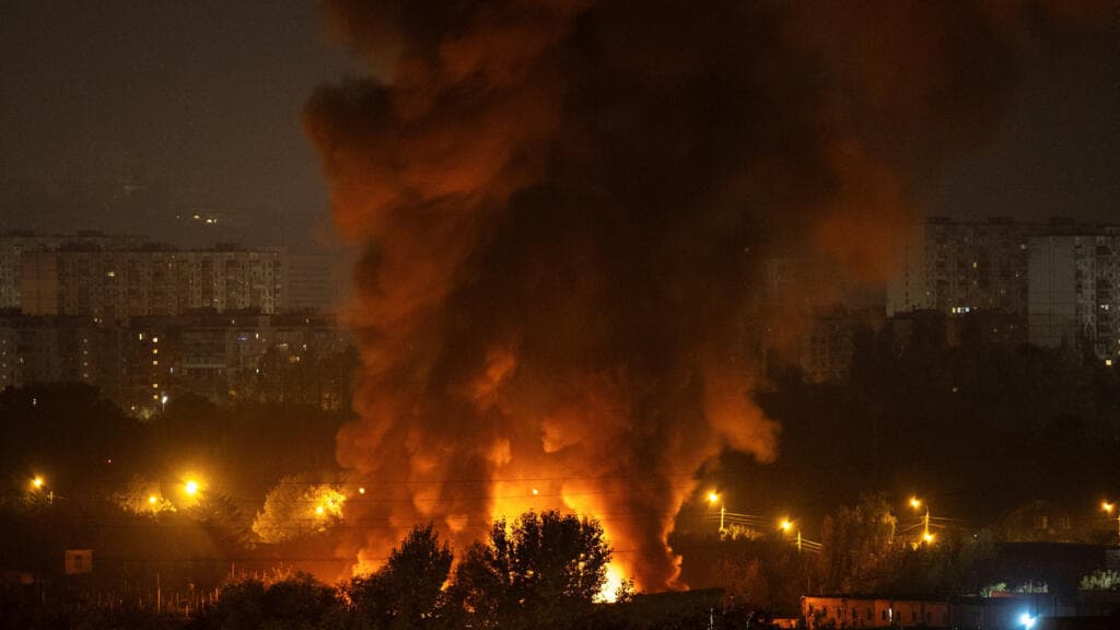 Fire in Kyiv Claims Two Lives Following Major Strikes on the City