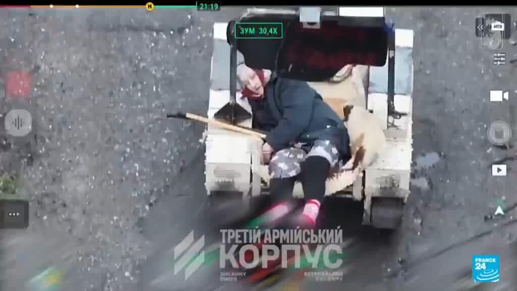 Ukrainian elderly woman rescued using robotic vehicle