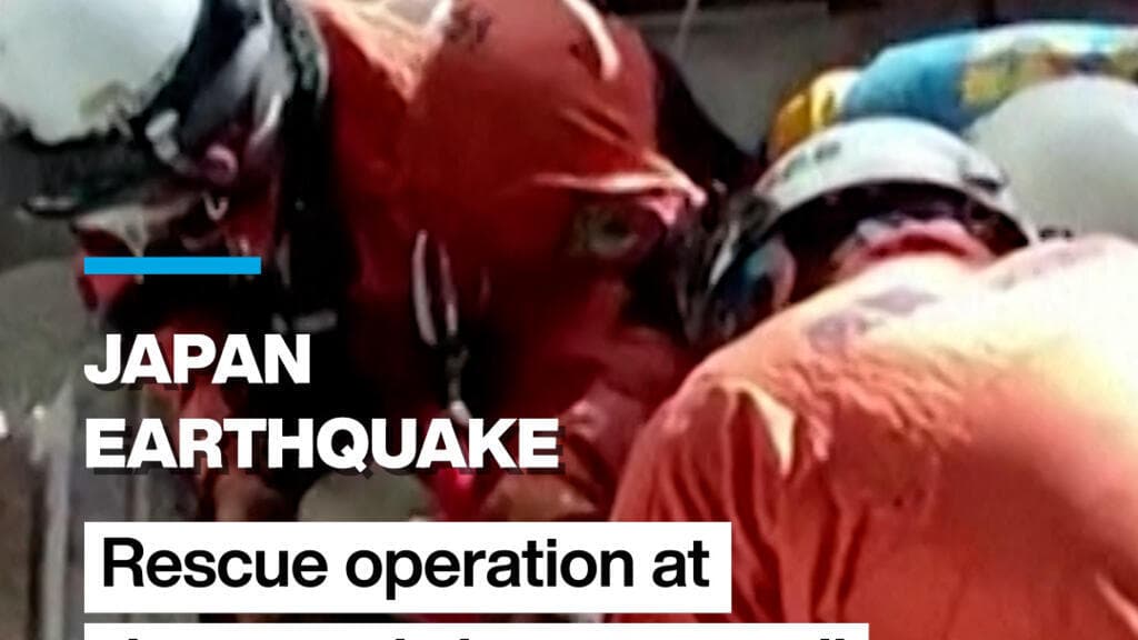Rescue Efforts Underway at Japanese Shopping Mall Following Earthquake