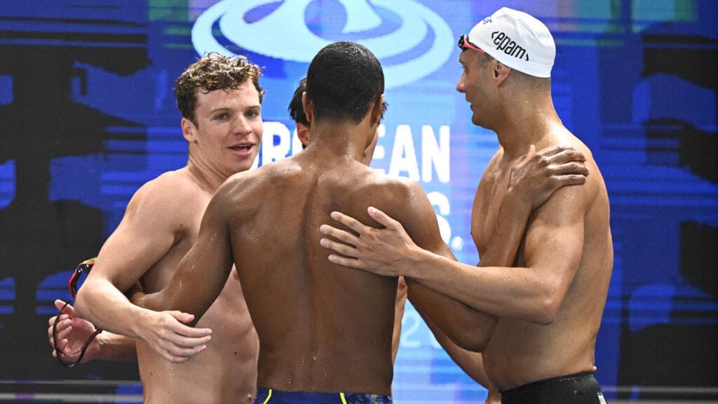 Léon Marchand Leads France to Silver in Men's 4x200m Freestyle Relay at European Championships