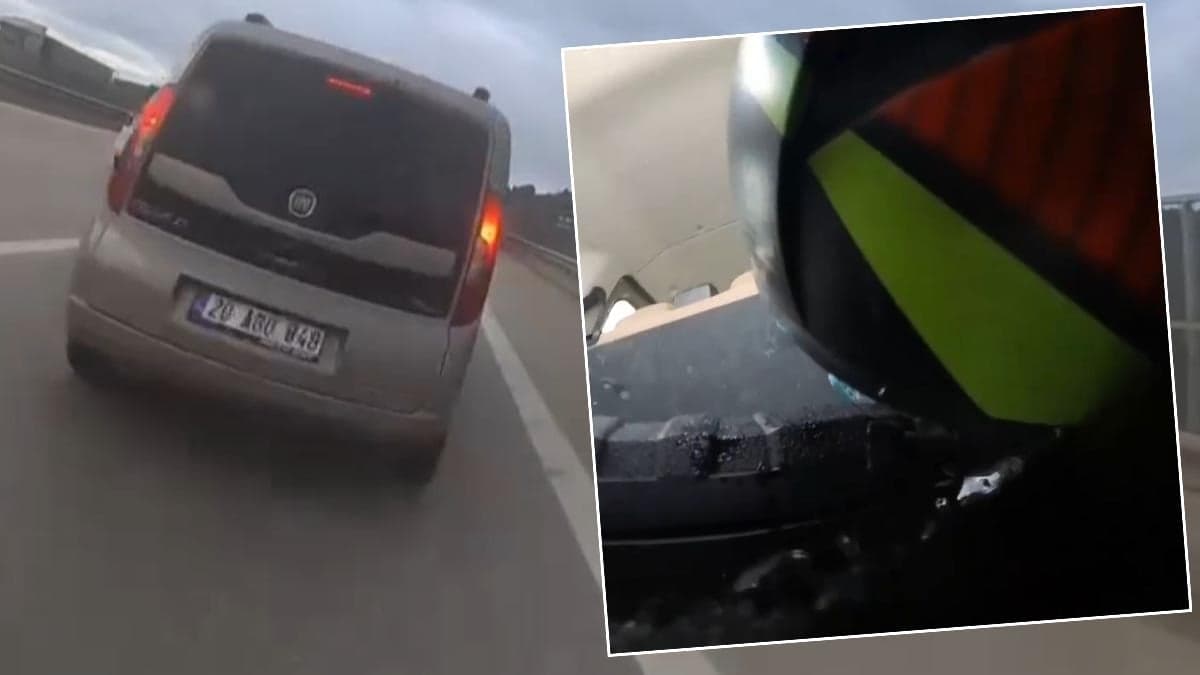 Motosiklet sürücüsü kazada aracın camından içeri girdi