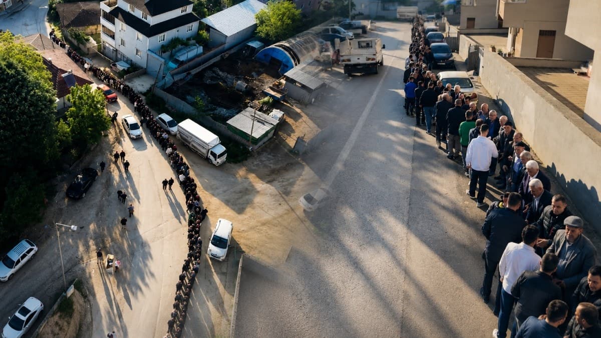 60 yıllık bayramlaşma geleneği devam etti: 1,2 kilometre kuyruk oluştu