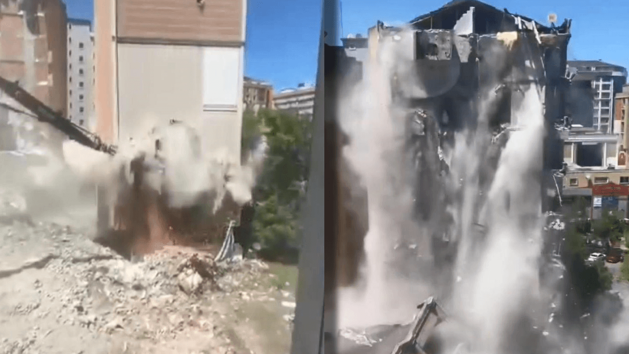 Esenyurt'ta yıkım sırasında bina aniden çöktü