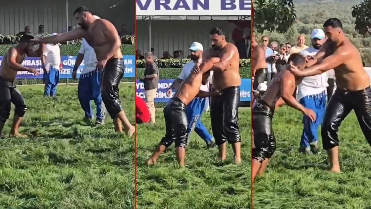 Sosyal medya bu pehlivanları konuşuyor: Güreşirken tek elini kullandı
