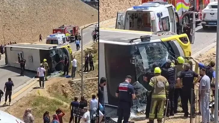 İnegöl'de halk otobüsü devrildi