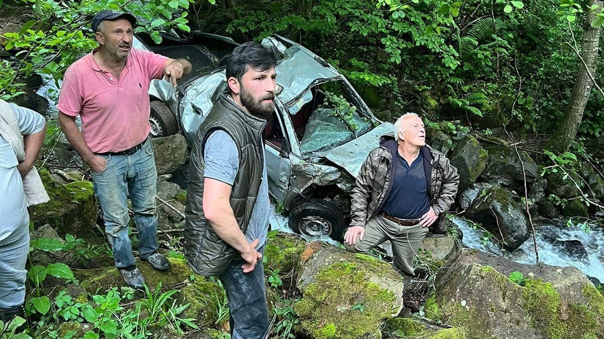 Kamyonet uçurumdan düştü, çiftin hayatı tehlikeye girdi