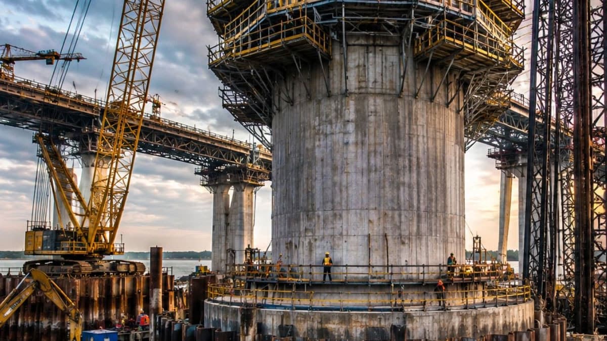 Beton temeller su altında inşa ediliyor