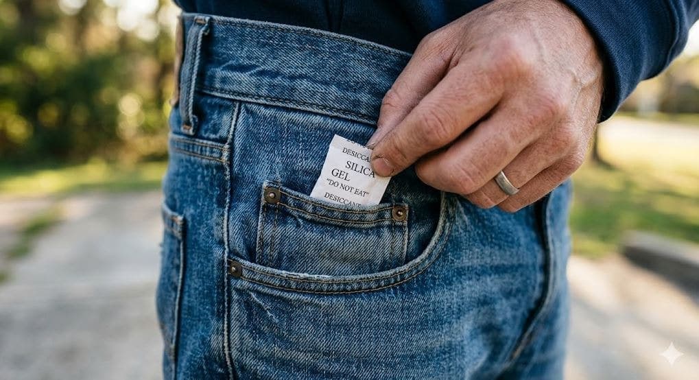 Yeni kıyafetlerin cebinde bulunan kağıt paketlerine dikkat edin