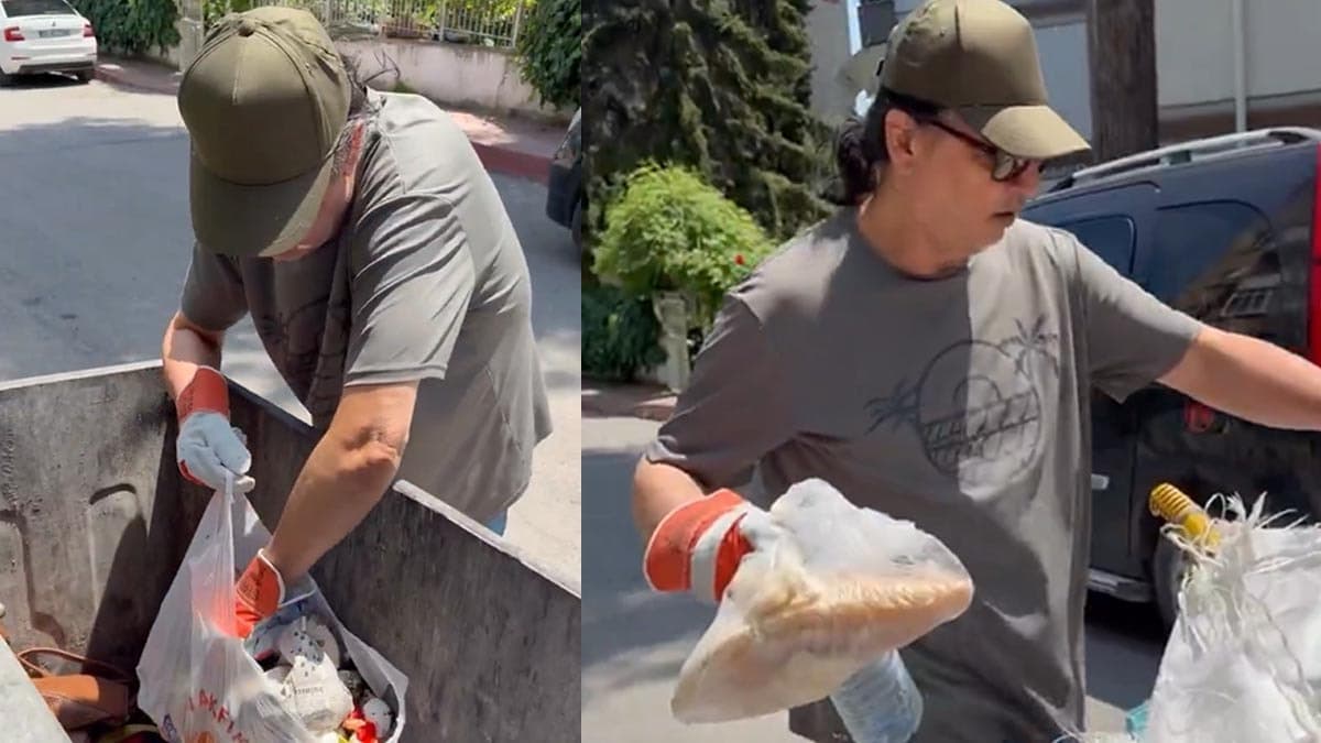 Şarkıcı Çelik, Samsun'da çöp toplarken görüntülendi