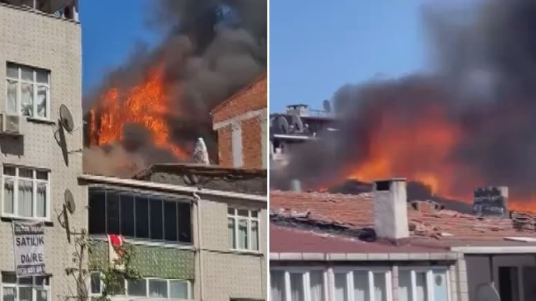 Sultangazi'de çatıda çıkan yangın altı binaya yayıldı