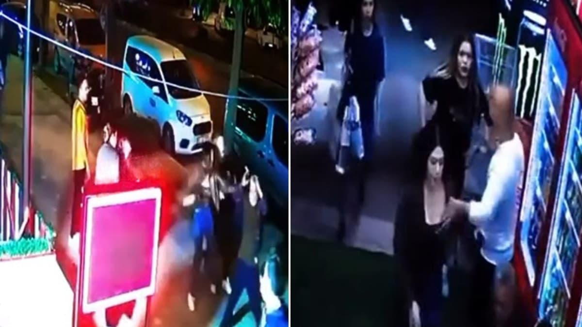 İki genç kız, tacizci adamı tekel bayisinde dövdü