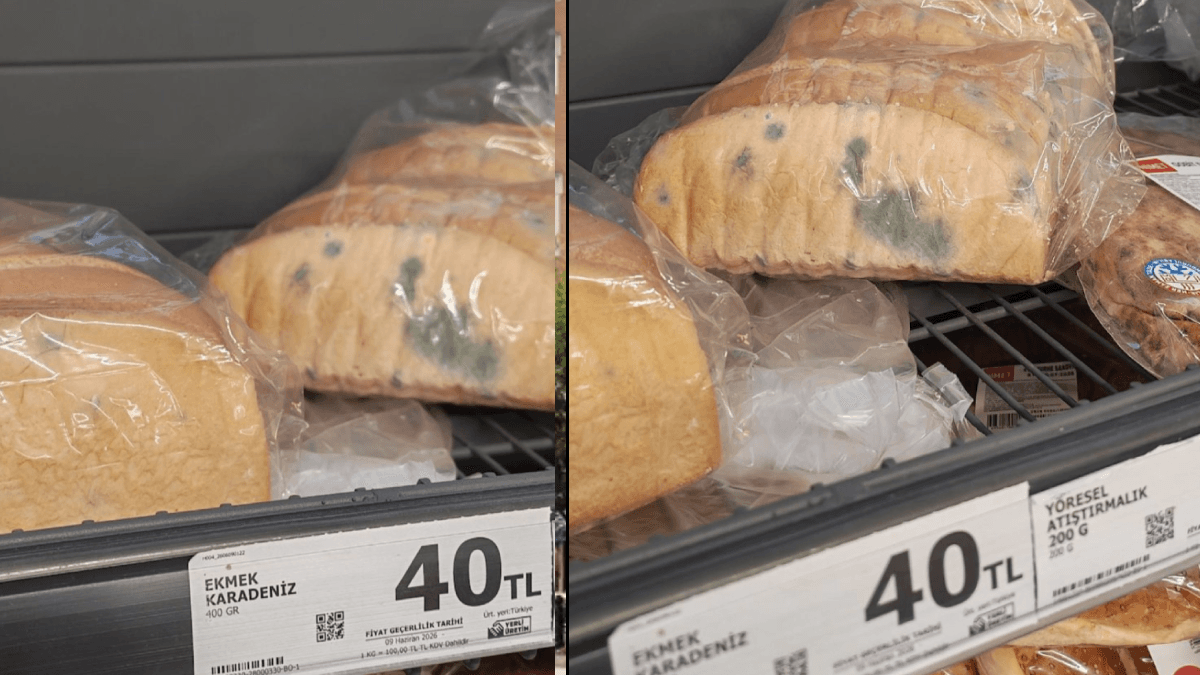 Zincir marketteki ekmekler rafta küflendi