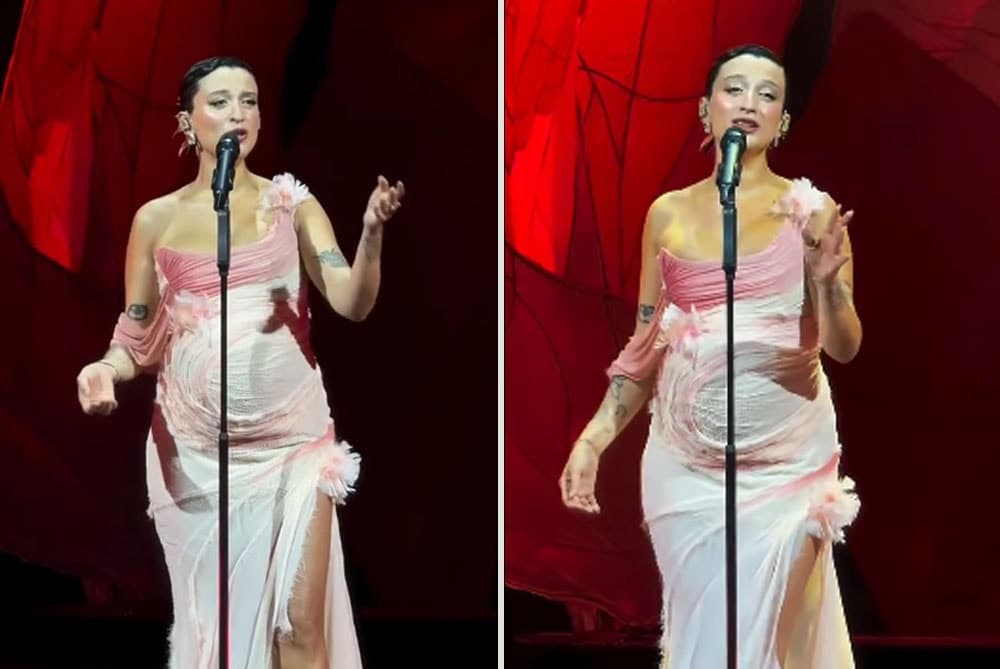 Hamile Melike Şahin, konserinde erkek bebek müjdesi verdi