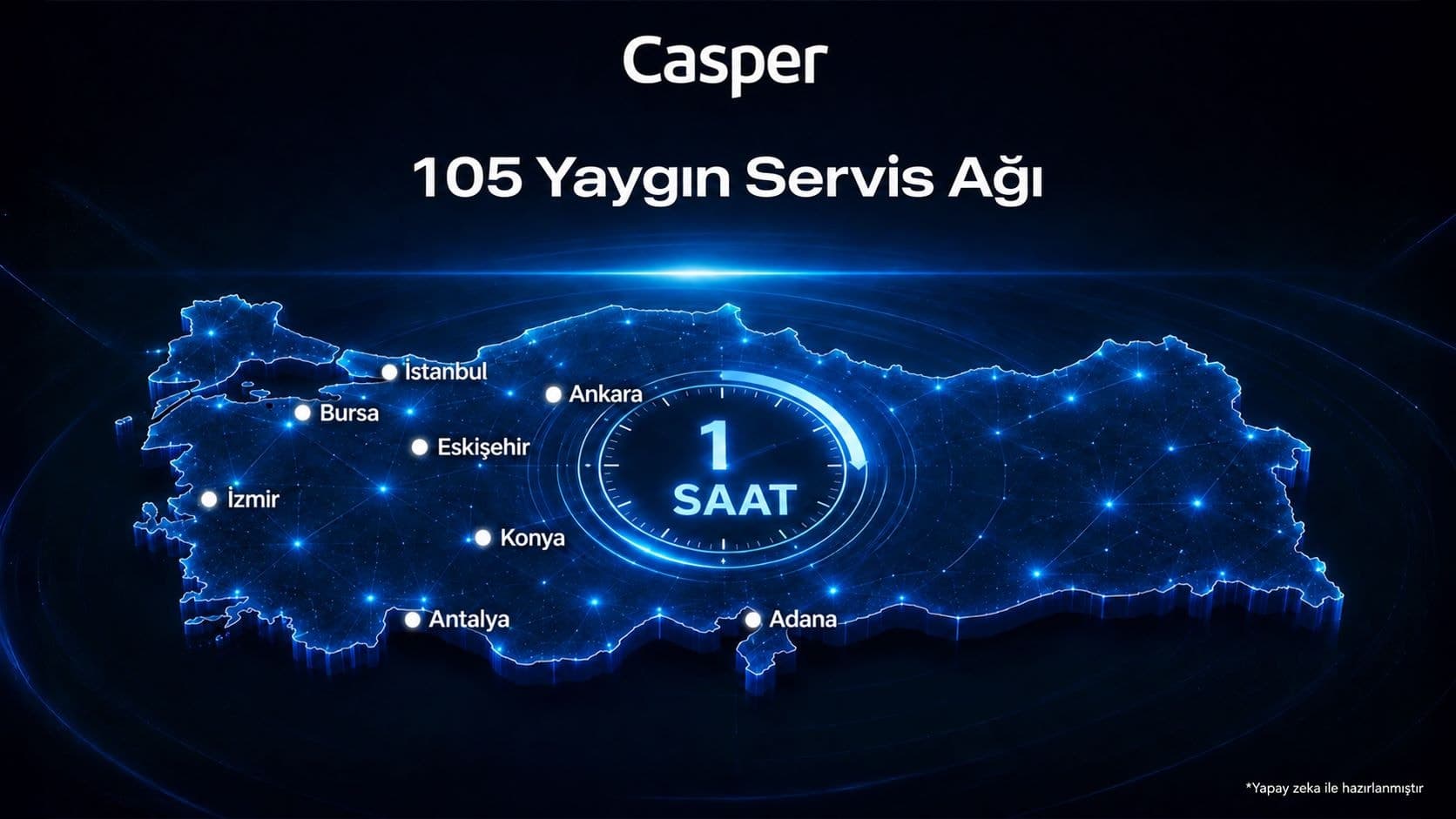 Casper, Türkiye genelinde 105 servis noktasıyla hizmet sunuyor