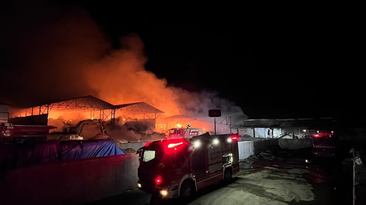 Bafra'daki saman deposunda yangın çıktı