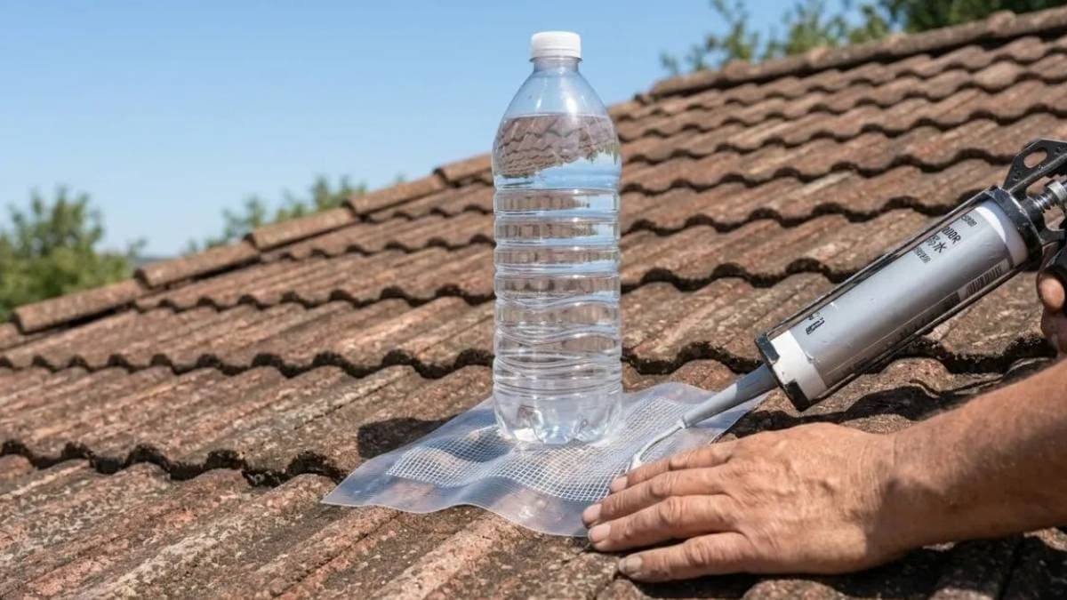 Brezilya'da çatıya su şişesi monte ediliyor