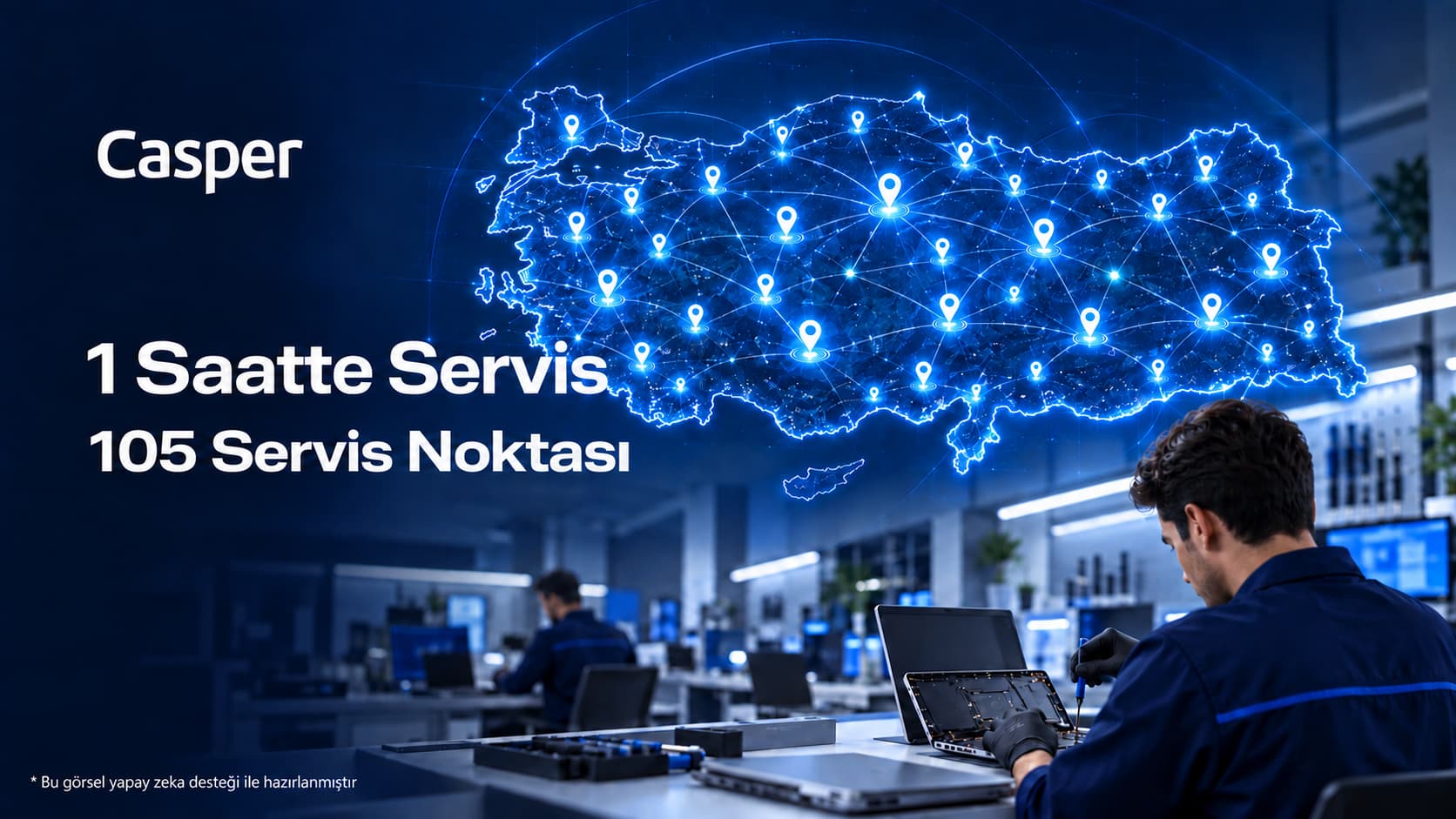Türkiye Genelinde 105 Servis Noktası ile 8 Şehirde 1 Saatte Destek