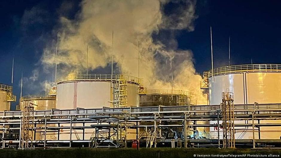 Ukrainian Drone Attacks Target Russian Oil Facilities, Causing Fires