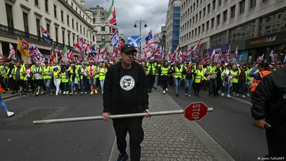 Far-right group protests against immigration in London, led by Tommy Robinson