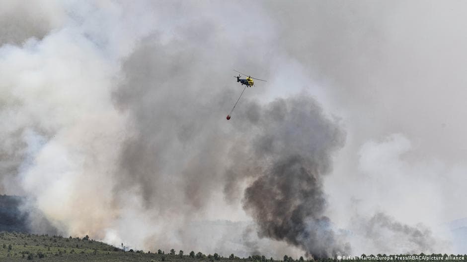 Emergency Crews Combat Ongoing Wildfire Near Madrid, Spain