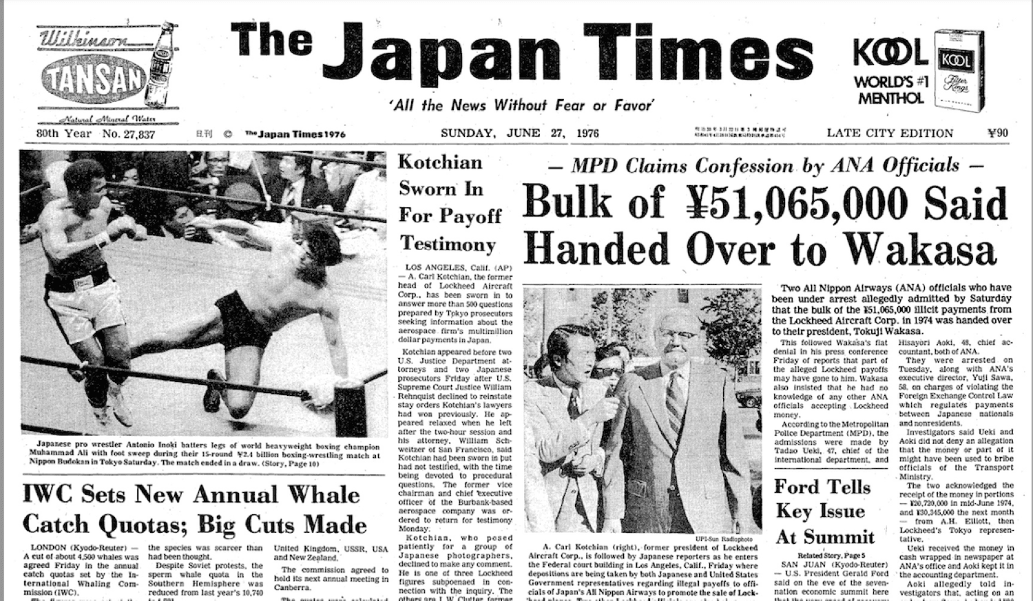Inoki Accumulates Wealth as Ali Profits from Super Fight in 1976