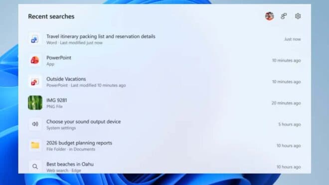 Microsoft, Windows 11 arama kutusunu geliştirecek güncellemeler yapıyor
