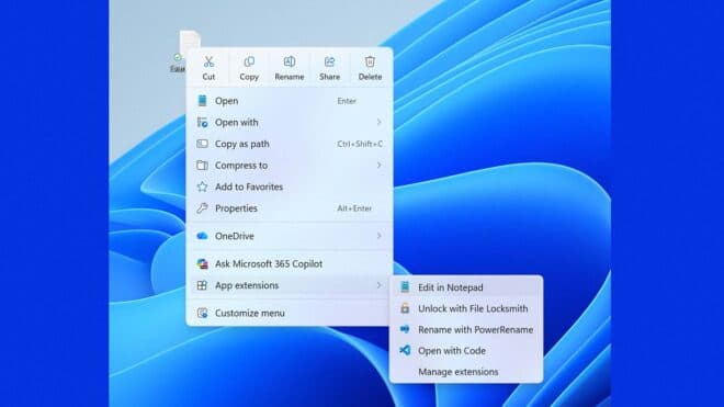 Microsoft, Windows 11'in sağ tık menüsünü yeniliyor
