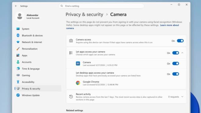 Windows 11'de uygulama bazlı konum ve kamera kontrolü geliyor